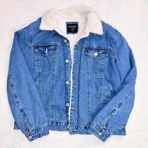 Sunrise Kingdom Sherpa-Lined Denim Trucker Jacket - Size XL
